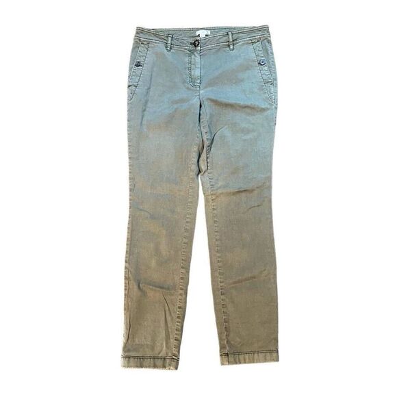 J. Jill Skinny Pants Women's 8 Olive Flat Front Casual Pockets Zip Fly - Picture 1 of 6